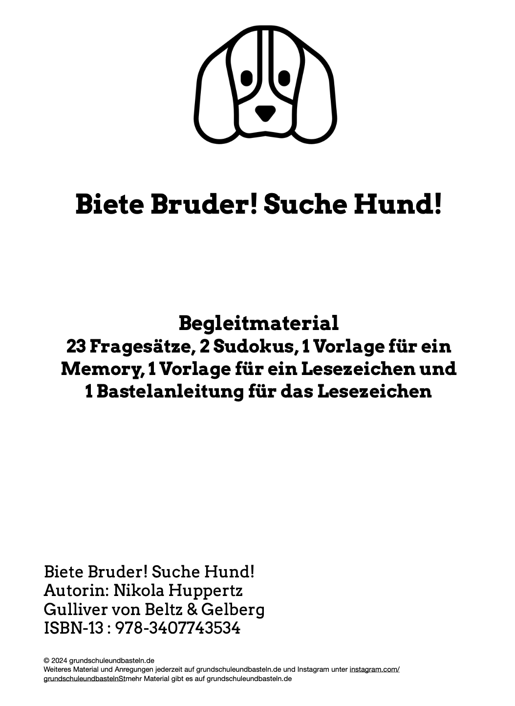 Begleitmaterial: Biete Bruder! Suche Hund!