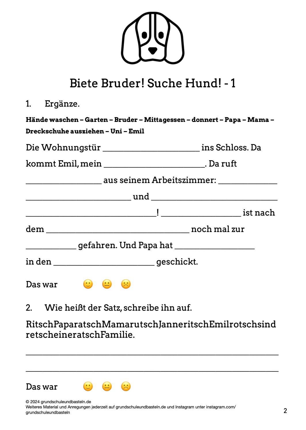 Begleitmaterial: Biete Bruder! Suche Hund!