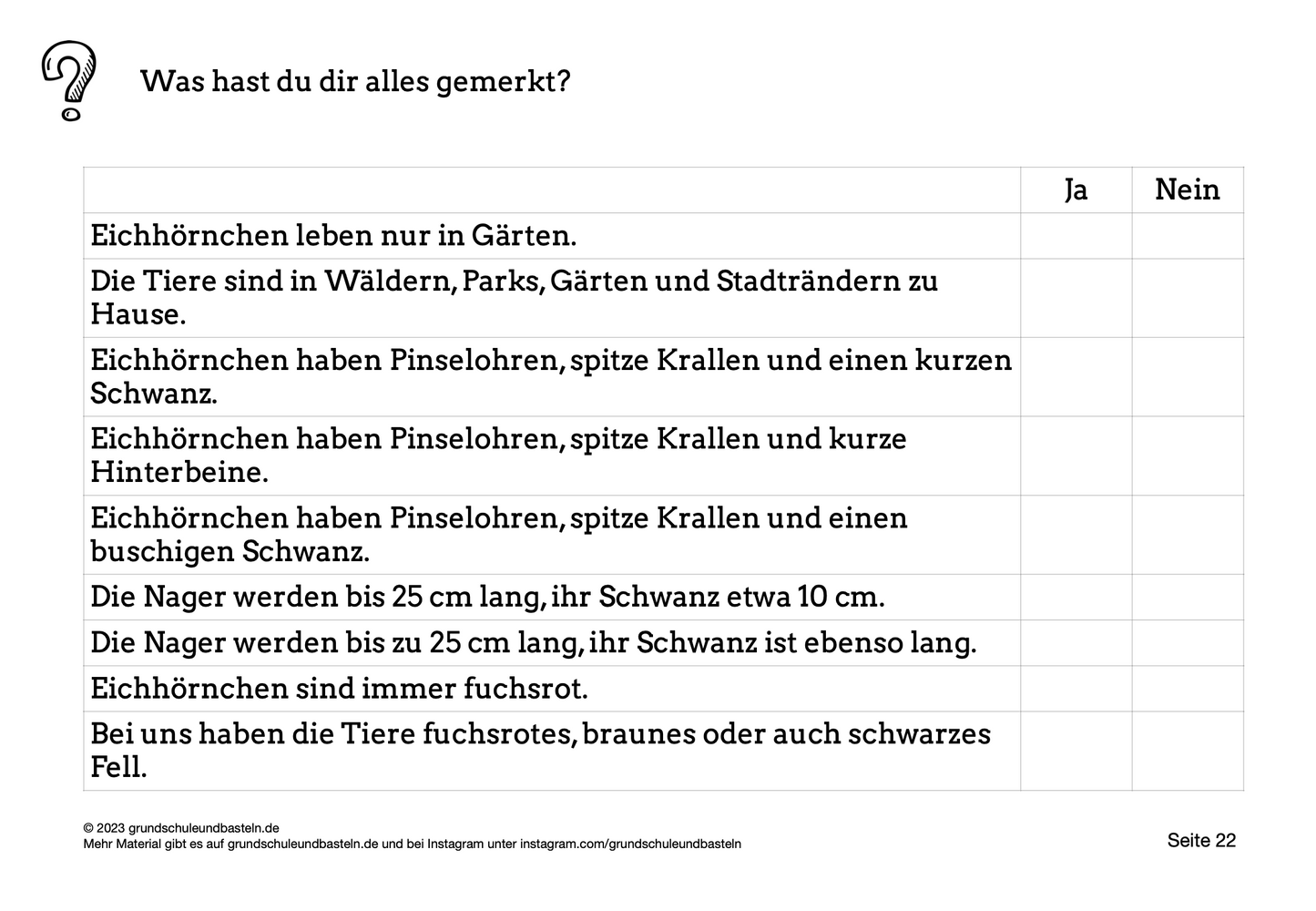 Lernheft: Das Eichhörnchen