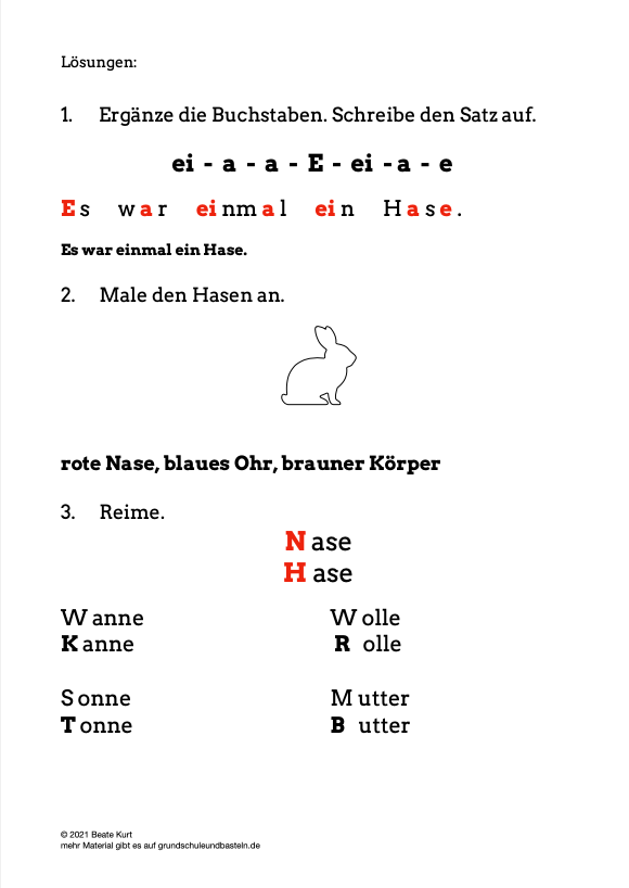 Begleitmaterial: Der Hase mit der roten Nase