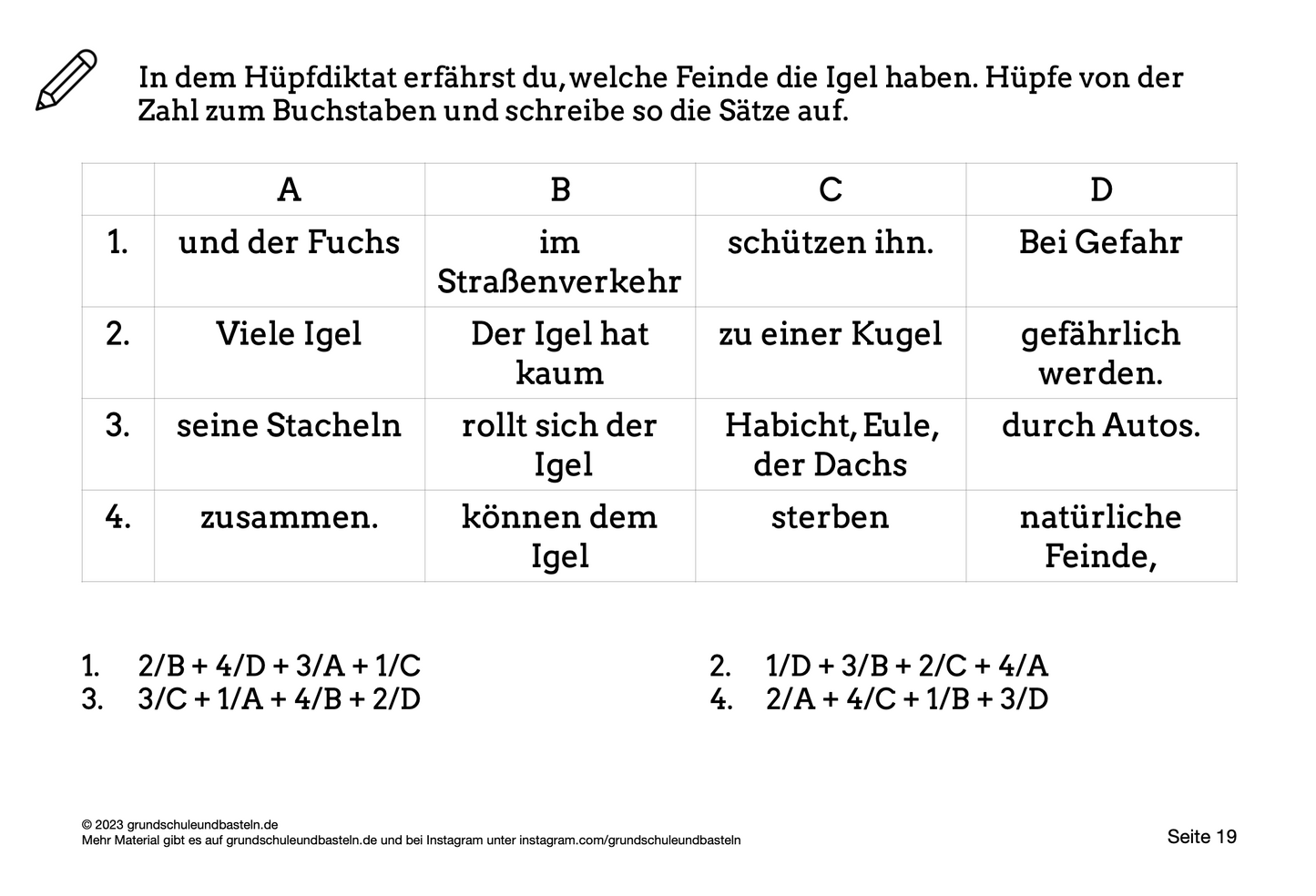 Lernheft: Der Igel