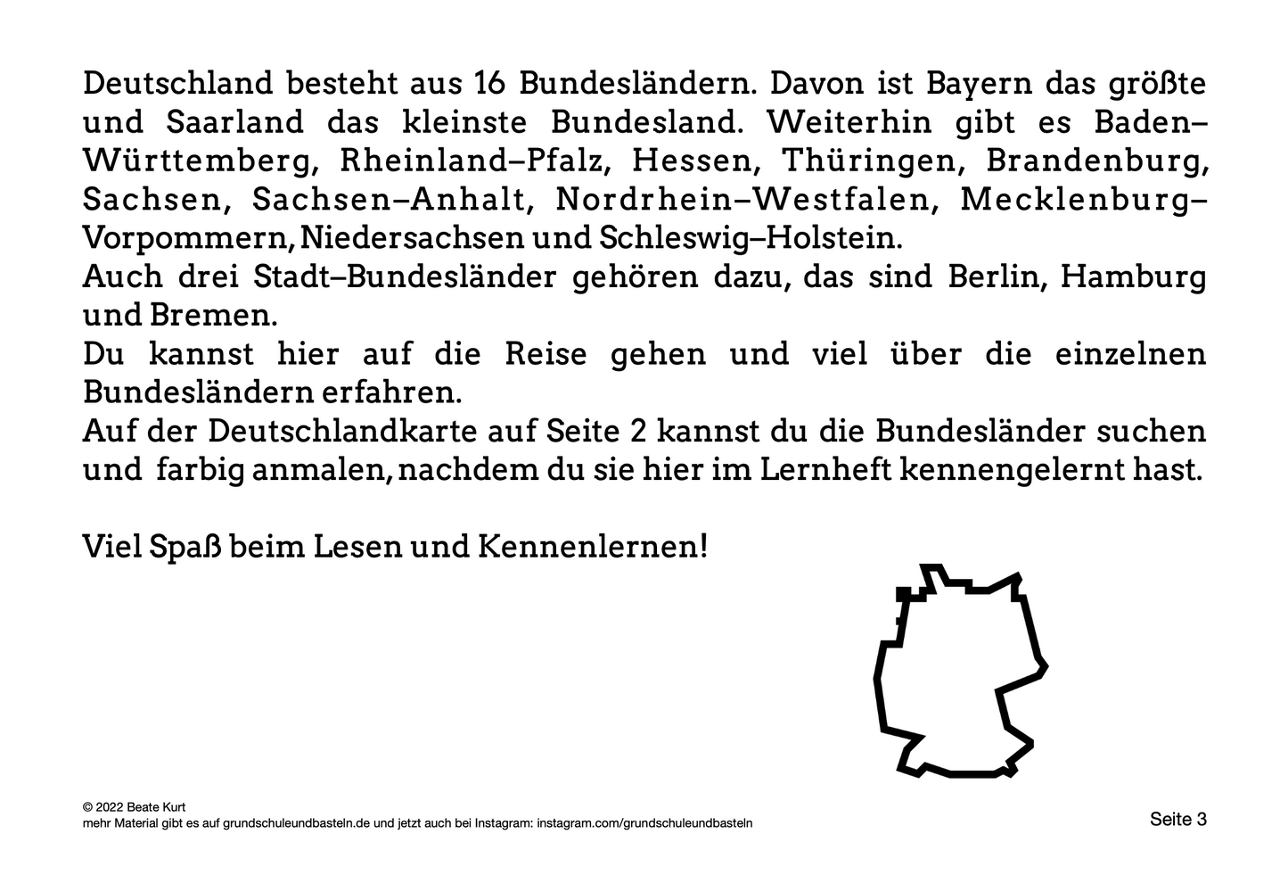 Lernheft: Die Bundesländer