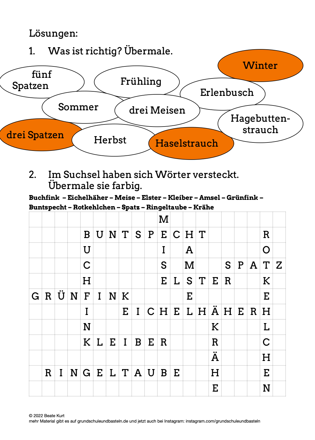 Begleitmaterial: Die drei Spatzen