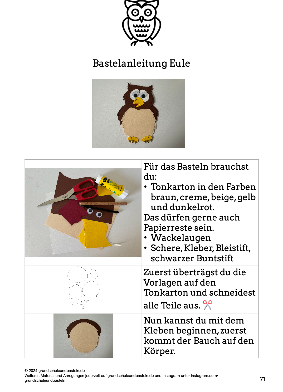 Begleitmaterial: Die kleine Eule