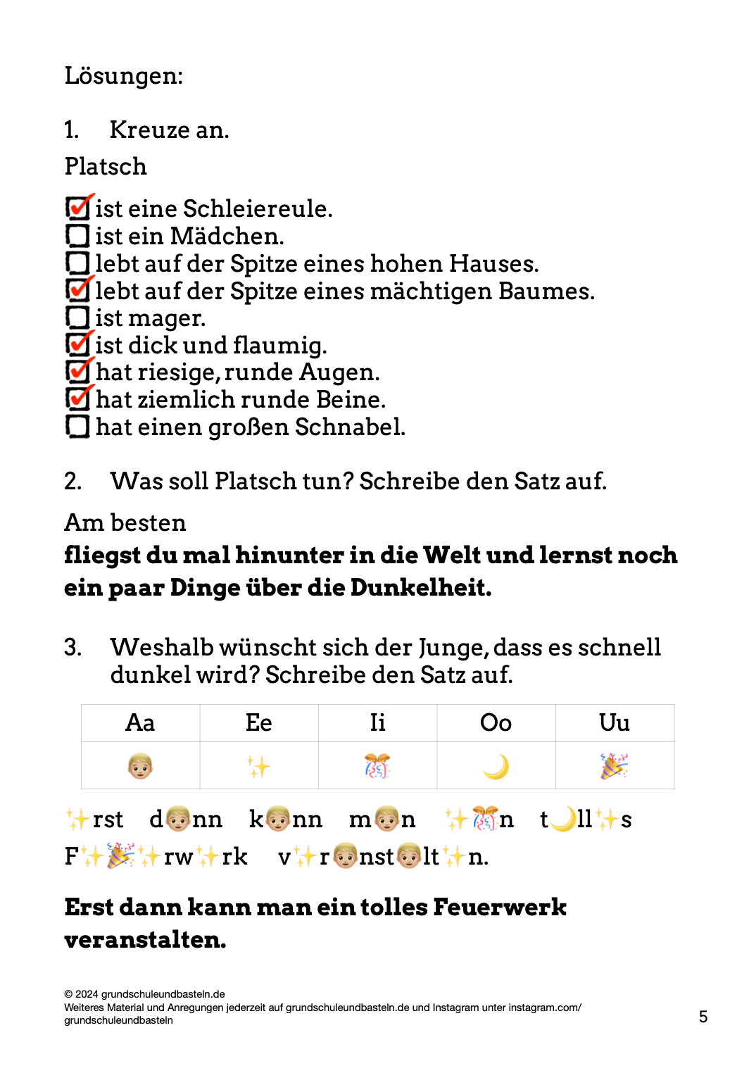 Begleitmaterial: Die kleine Eule