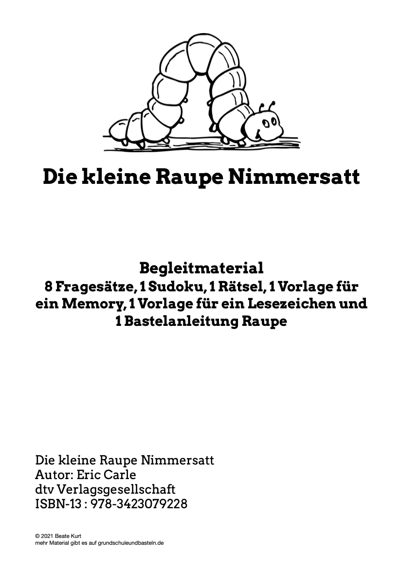 Begleitmaterial: Die kleine Raupe Nimmersatt