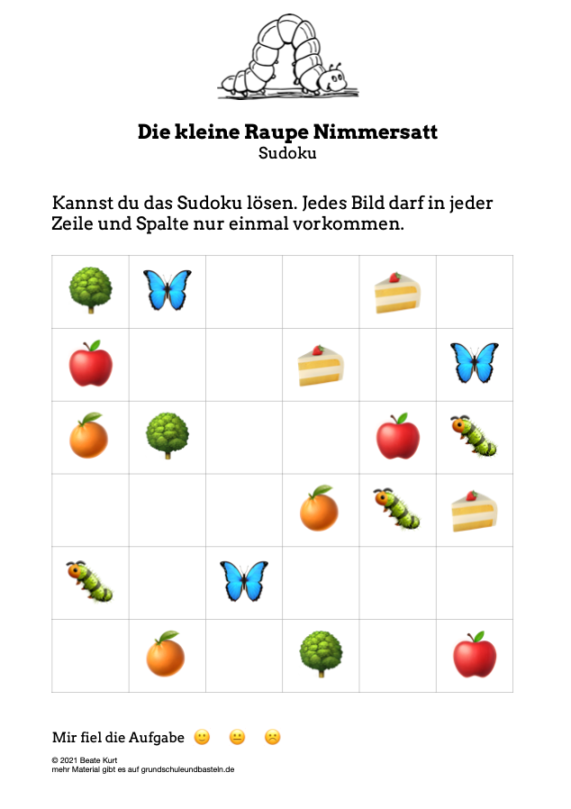 Begleitmaterial: Die kleine Raupe Nimmersatt