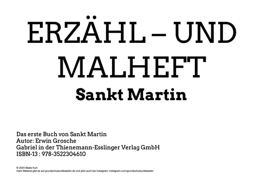 Erzähl– und Malheft: Sankt Martin