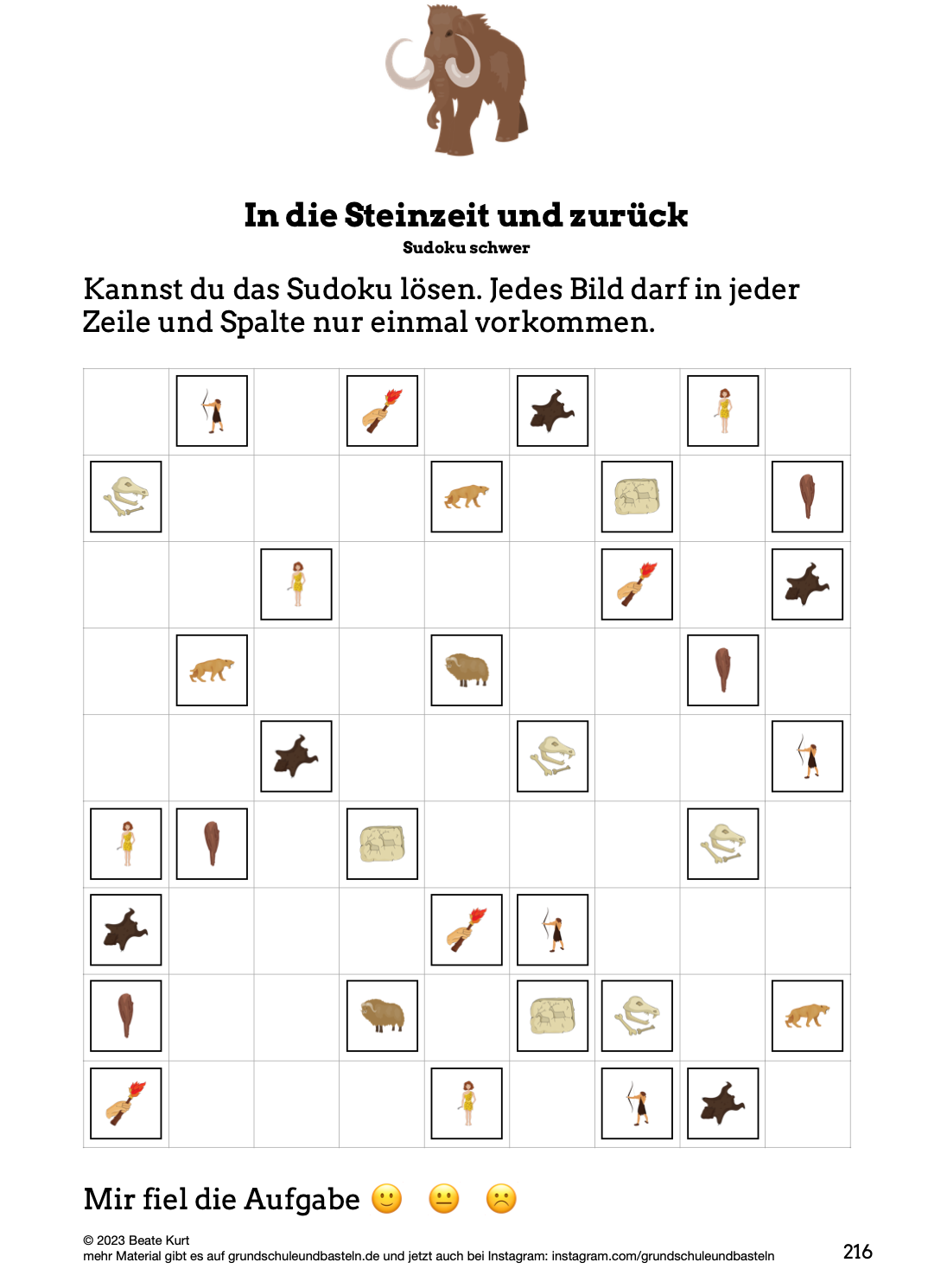 Begleitmaterial: In die Steinzeit und zurück