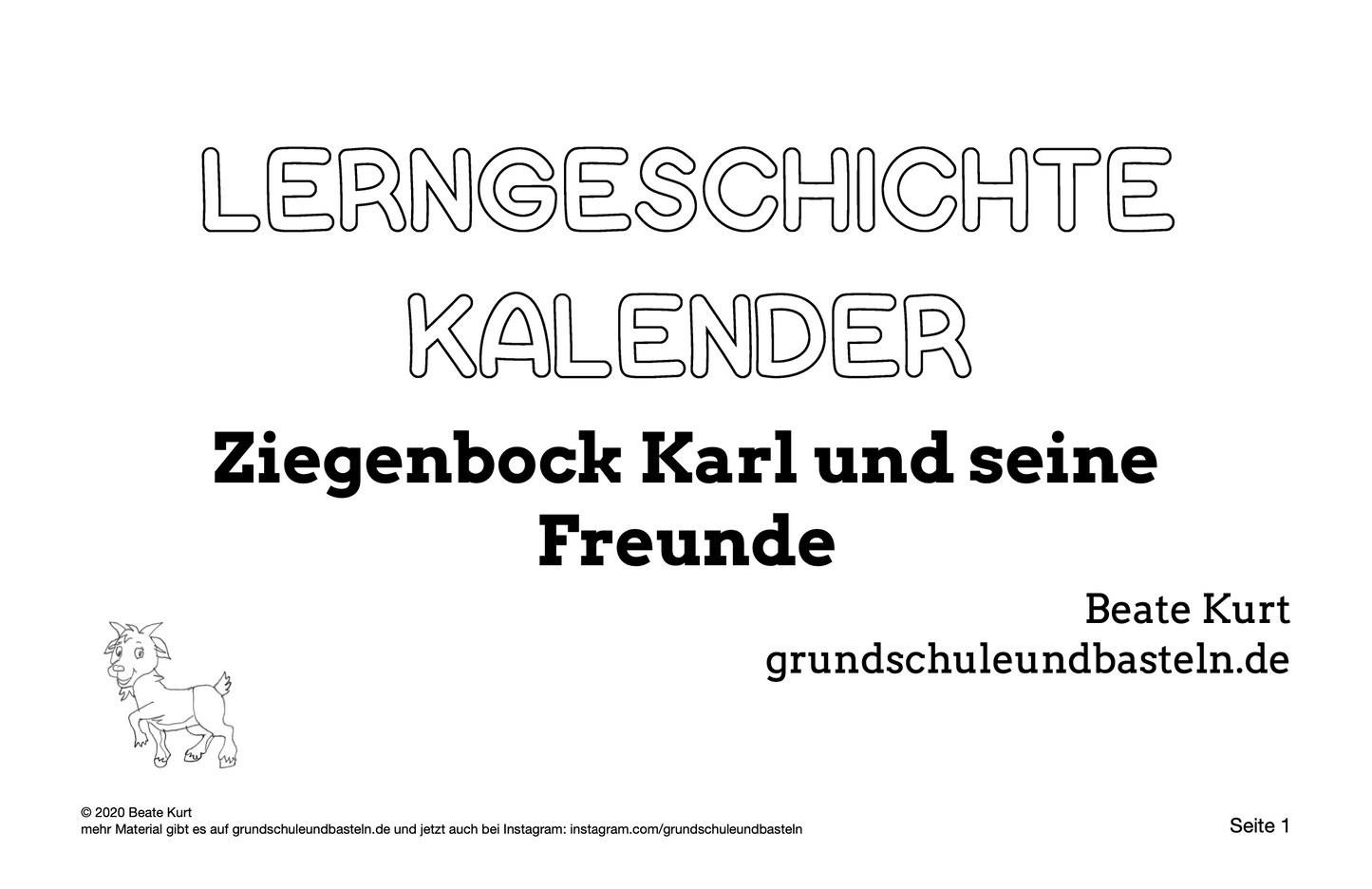 Lerngeschichte Kalender: Ziegenbock Karl und seine Freunde