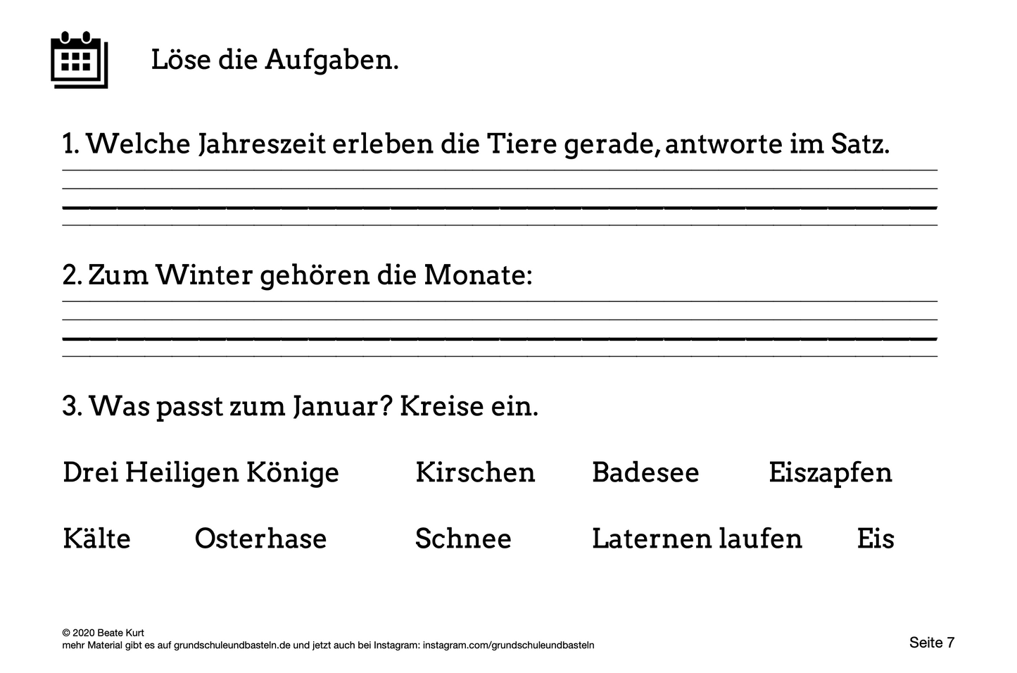 Lerngeschichte Kalender: Ziegenbock Karl und seine Freunde