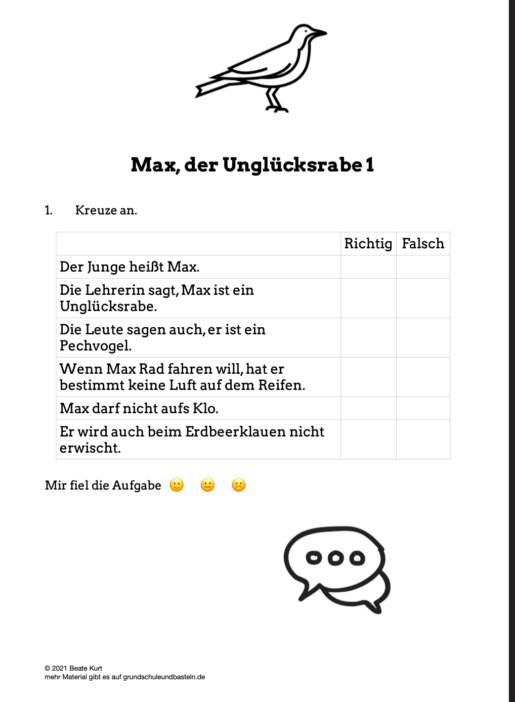 Begleitmaterial: Max, der Unglücksrabe