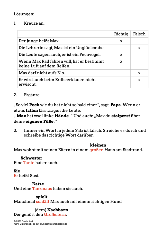 Begleitmaterial: Max, der Unglücksrabe