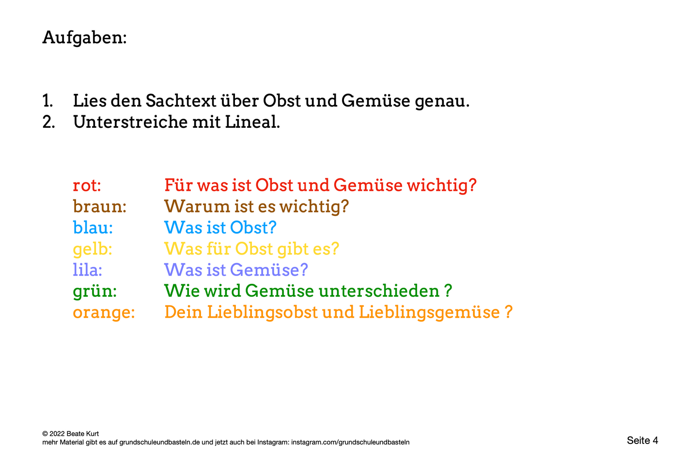 Lapbook: Obst und Gemüse