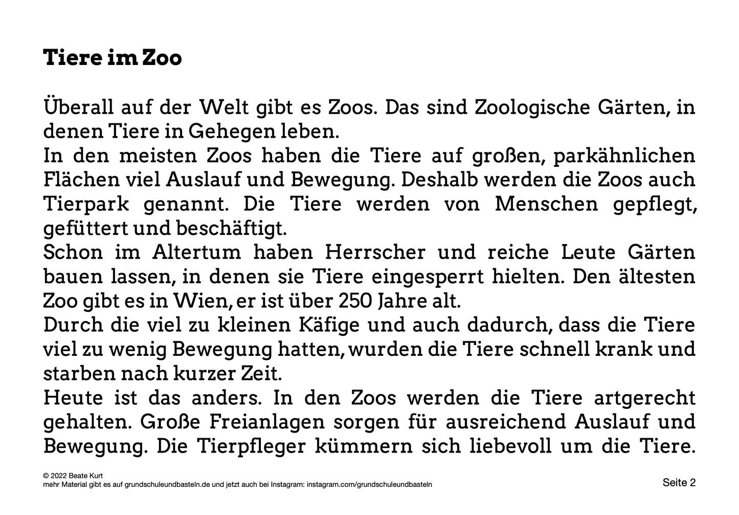 Lapbook: Tiere im Zoo