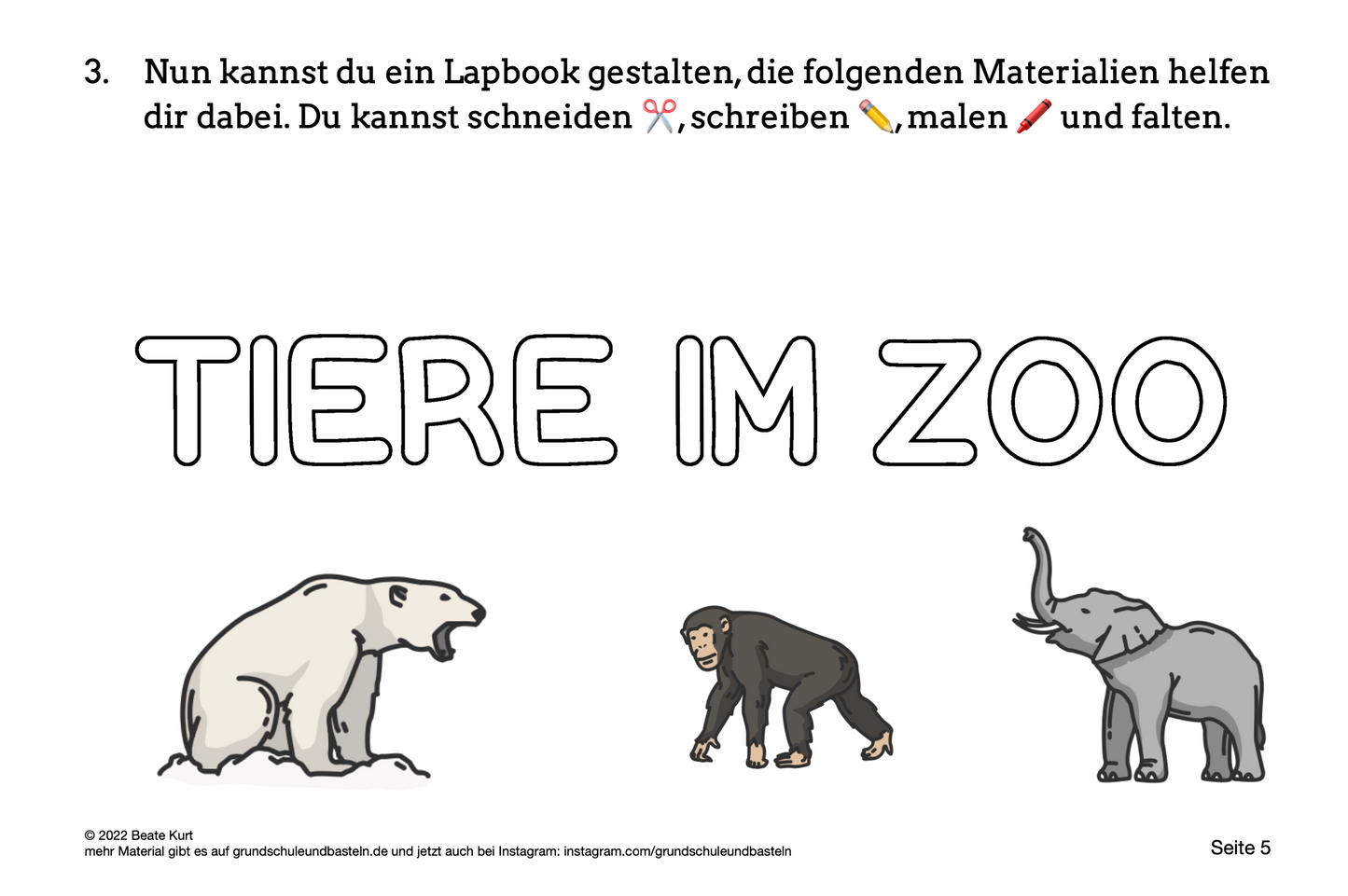 Lapbook: Tiere im Zoo