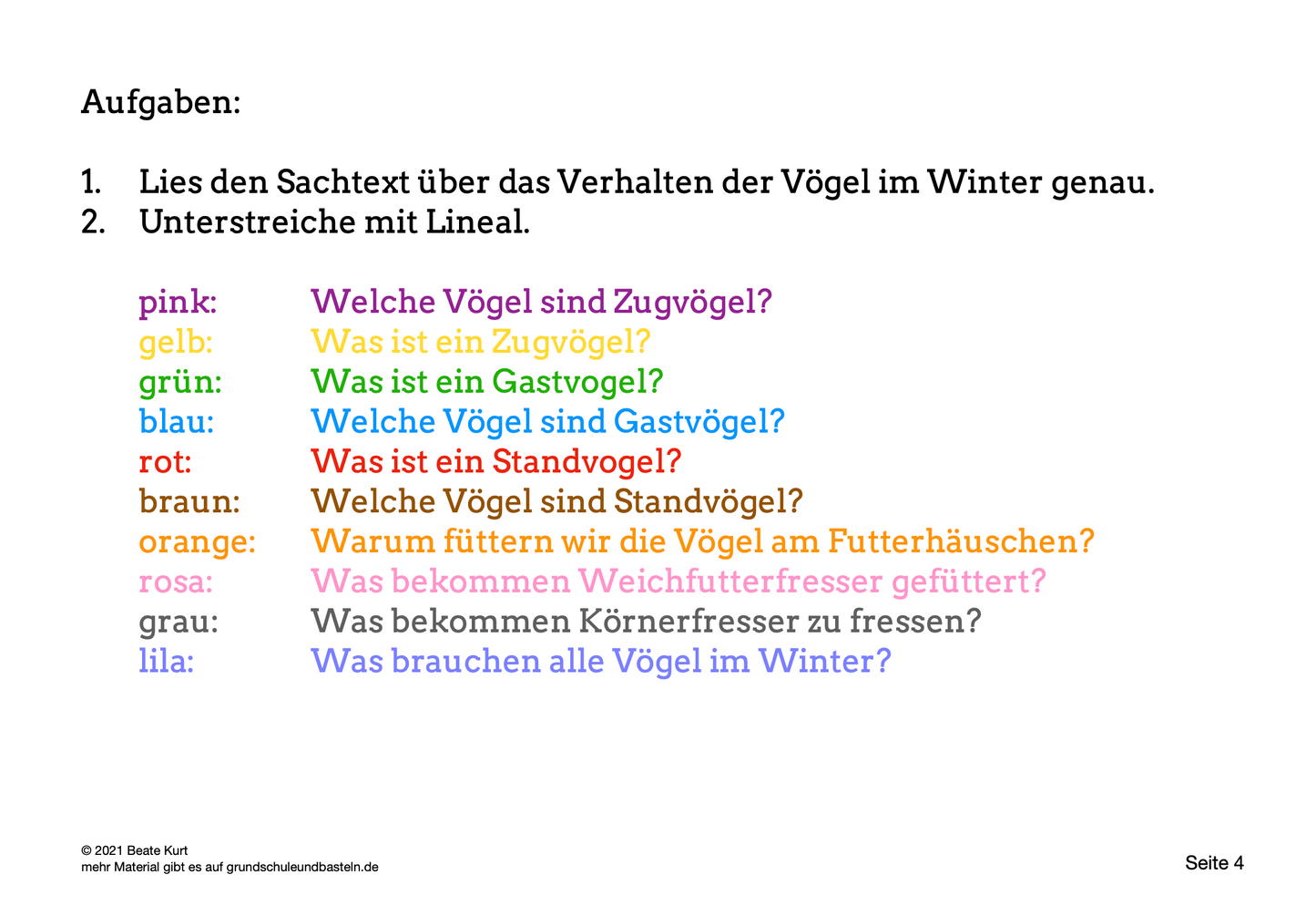 Lapbook: Vögel im Winter