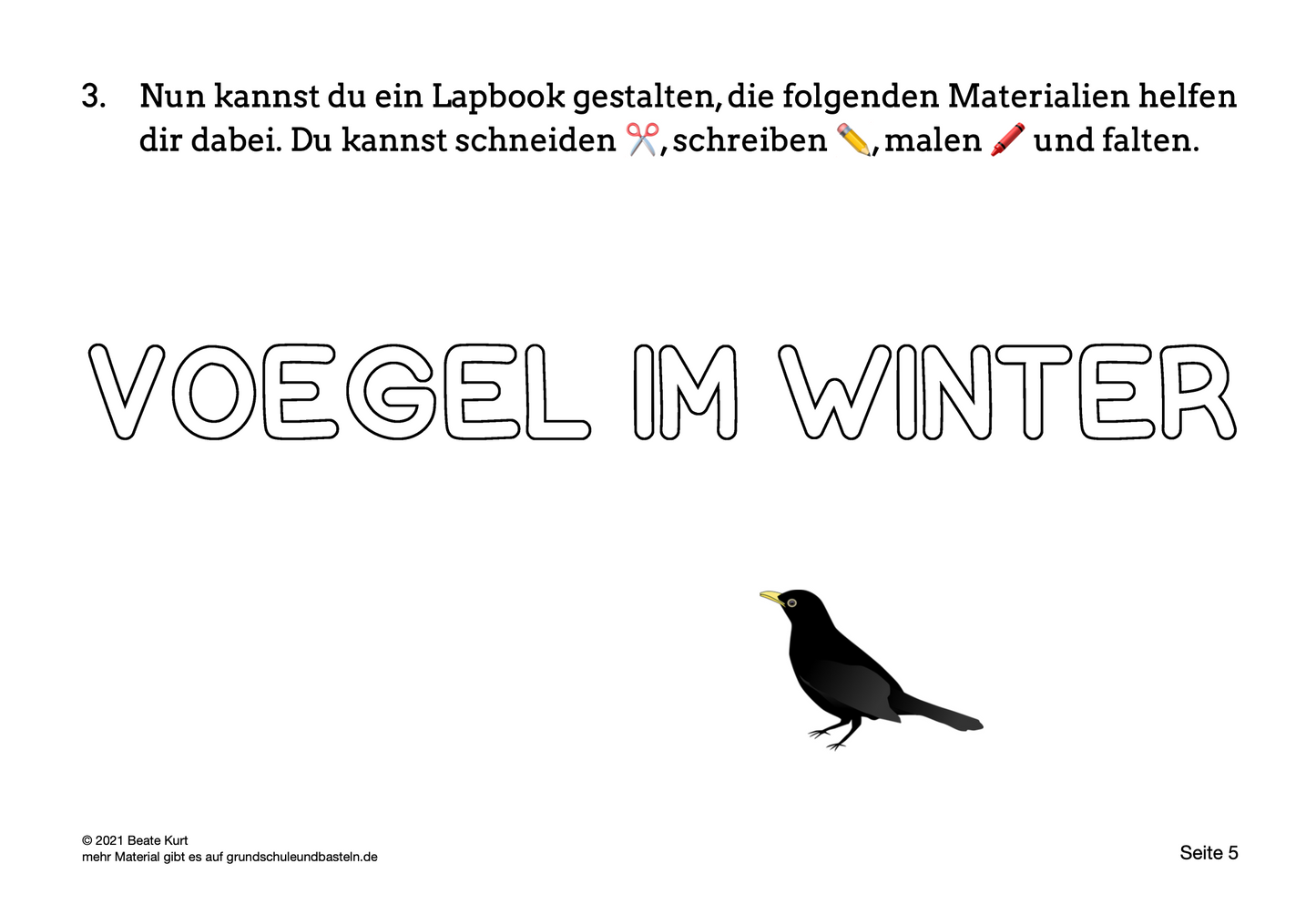 Lapbook: Vögel im Winter