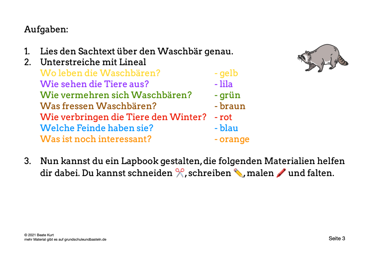 Lapbook: Waschbär