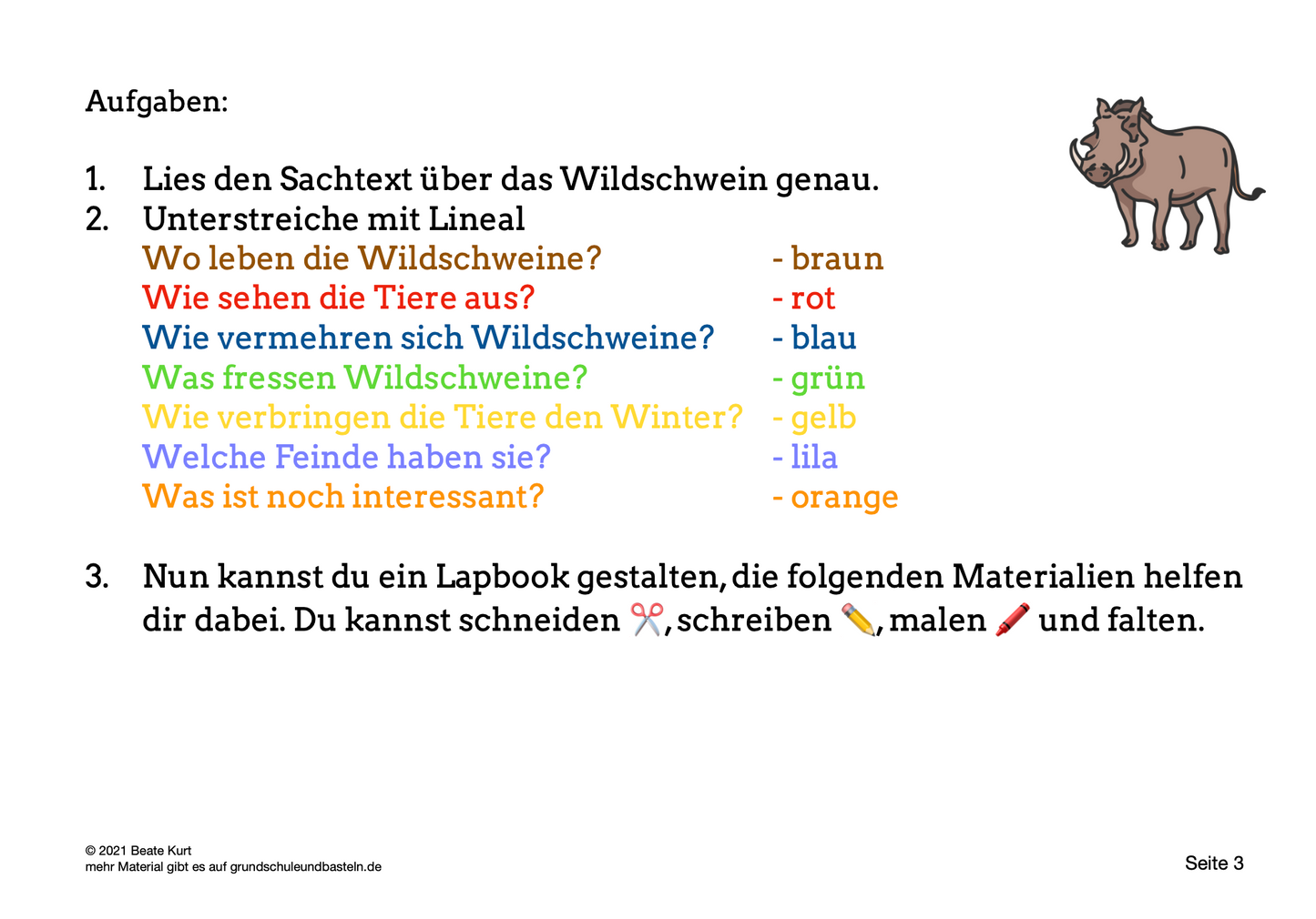 Lapbook: Wildschwein