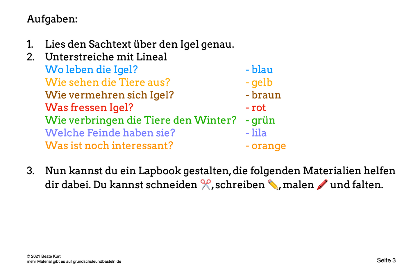 Lapbook: Igel