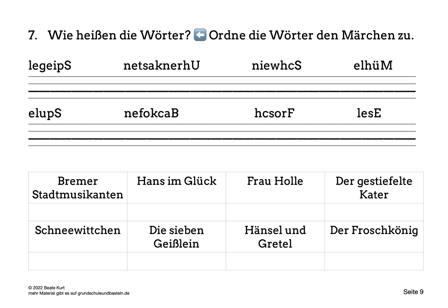 Lernheft: Märchenreise