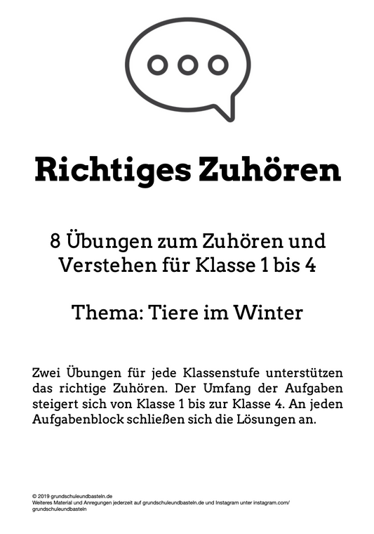 Hörverstehen: Tiere im Winter