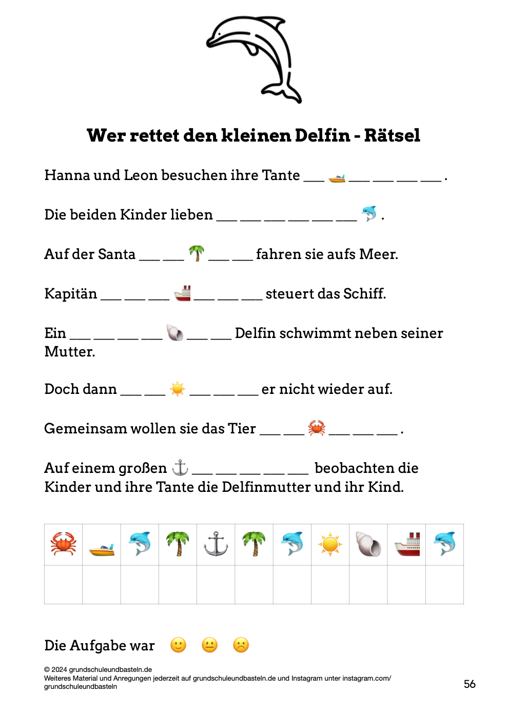 Begleitmaterial: Wer rettet den kleinen Delfin?