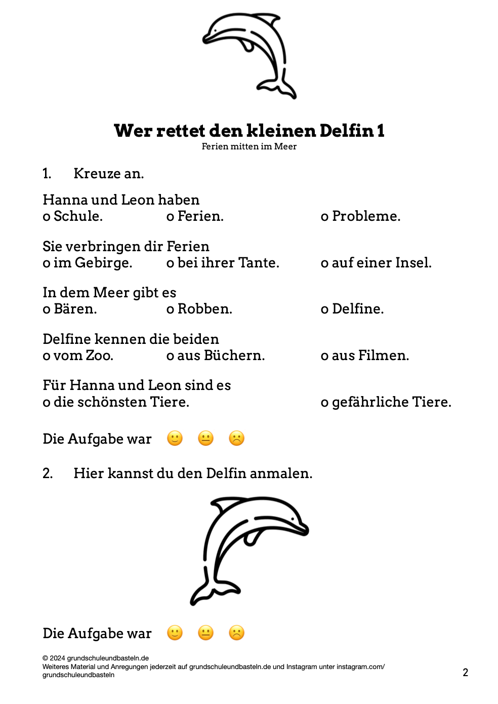 Begleitmaterial: Wer rettet den kleinen Delfin?