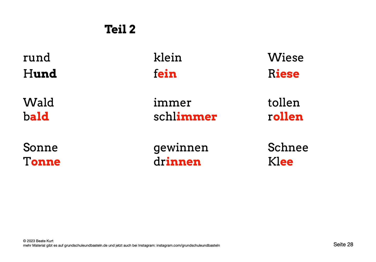 Wochentraining: Diktate schreiben in Klasse 2