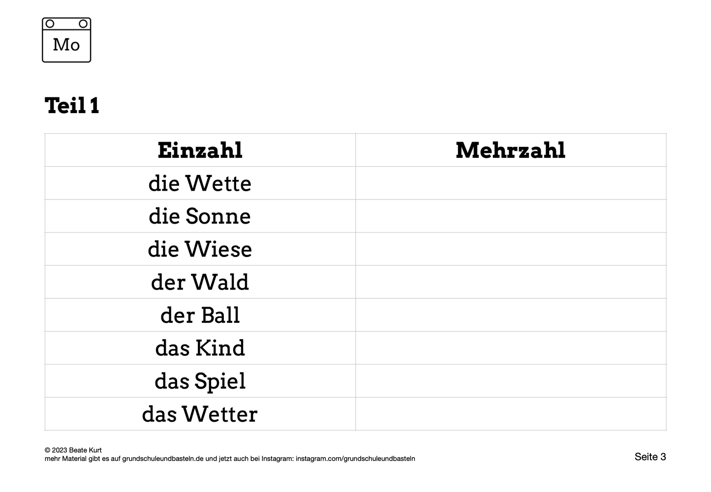 Wochentraining: Diktate schreiben in Klasse 2