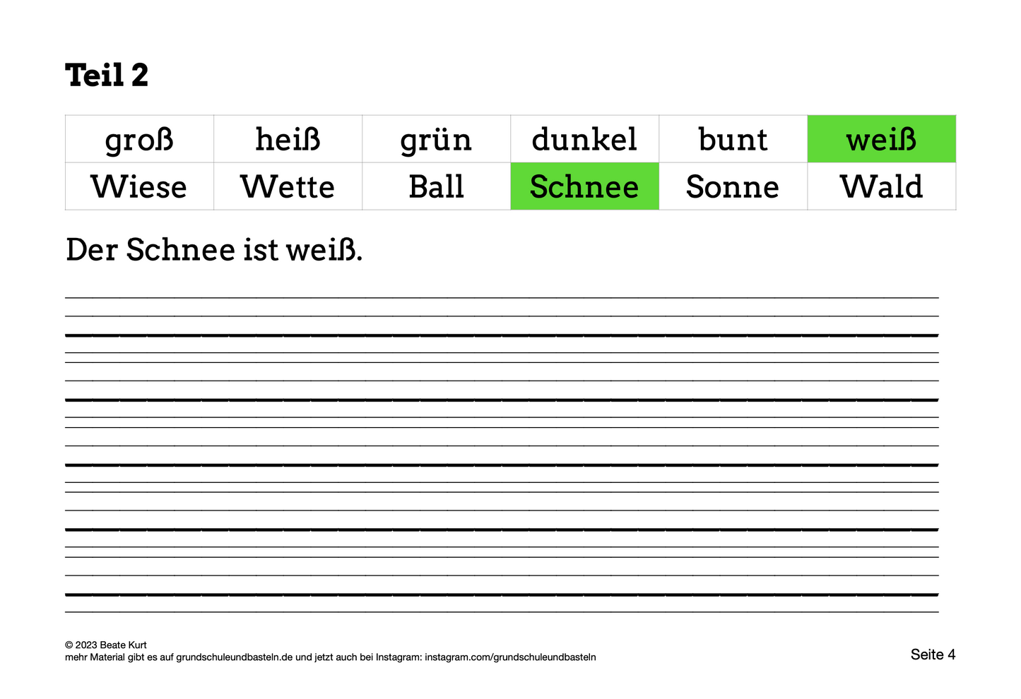 Wochentraining: Diktate schreiben in Klasse 2