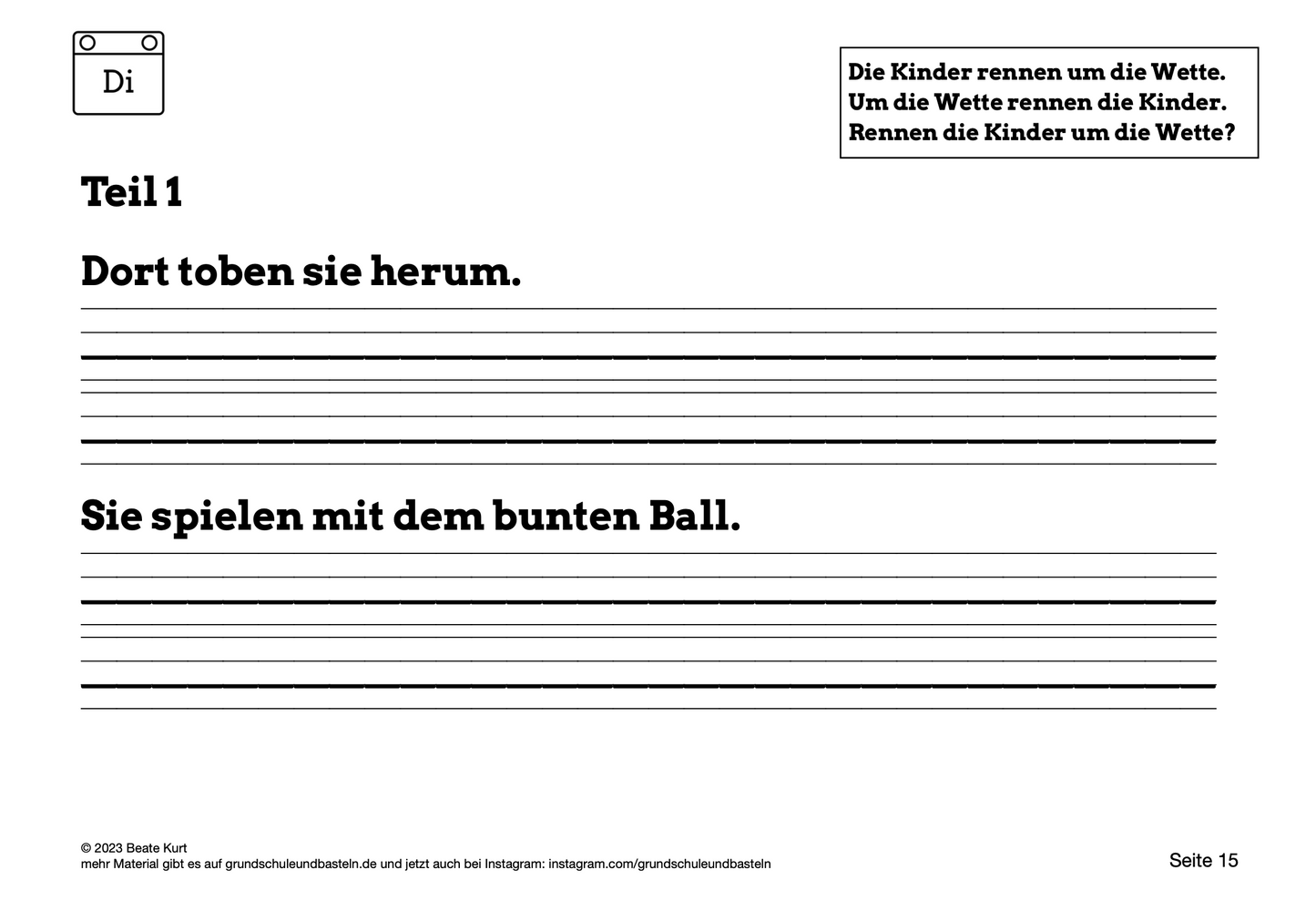 Wochentraining: Diktate schreiben in Klasse 2