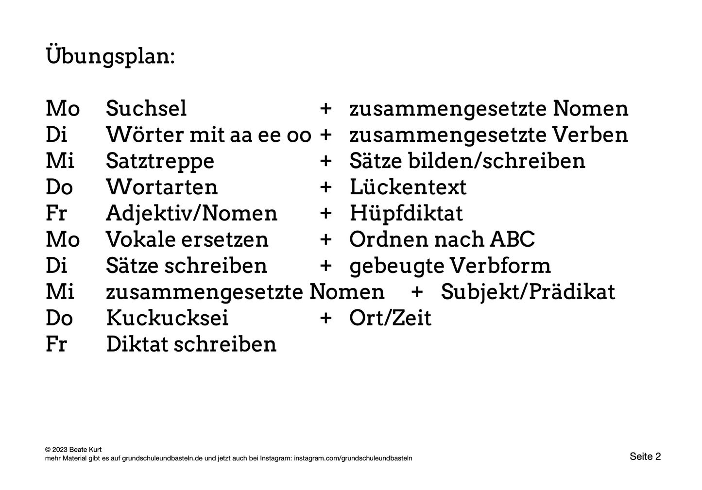 Wochentraining: Diktate schreiben in Klasse 3