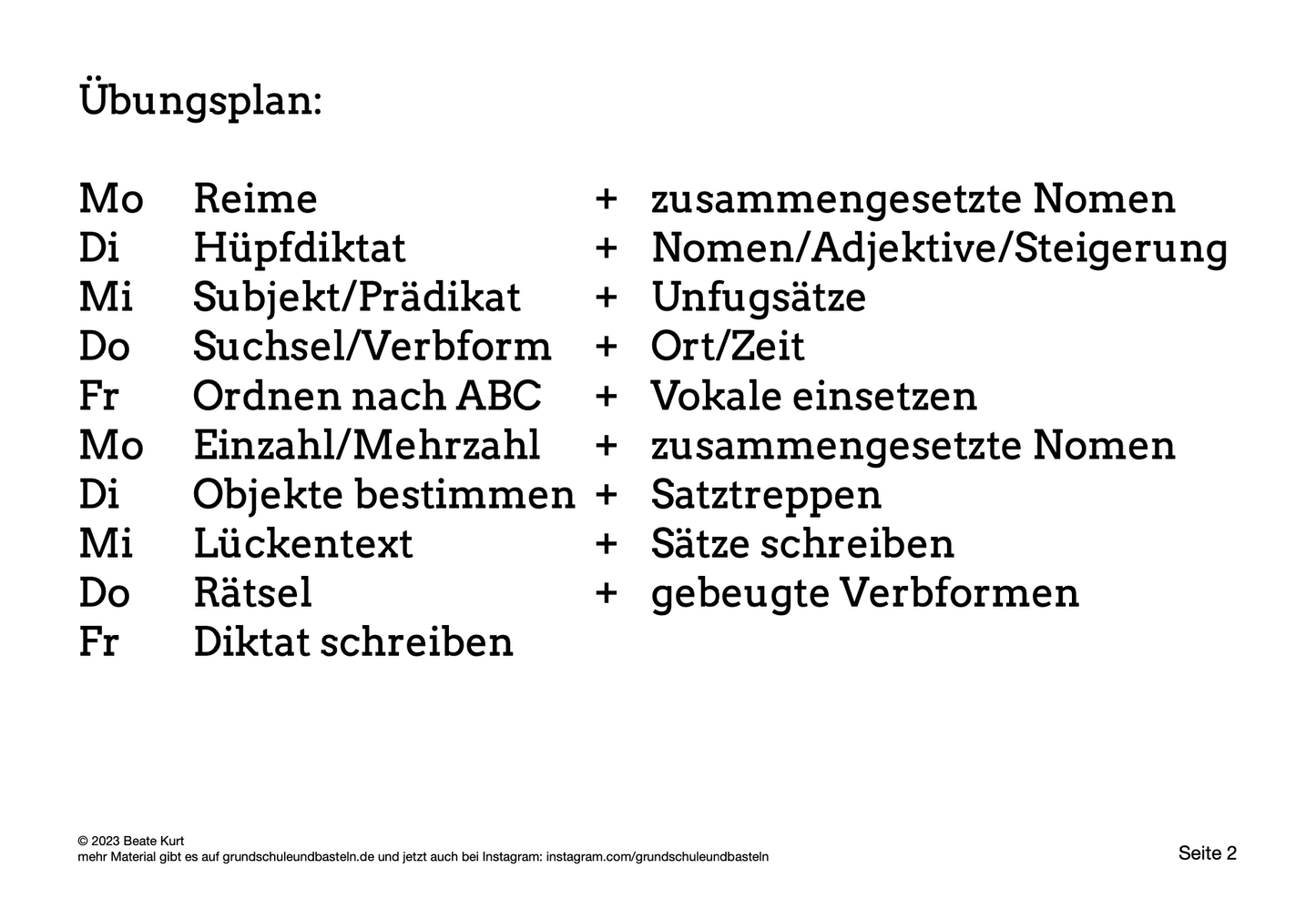 Wochentraining: Diktate schreiben in Klasse 4