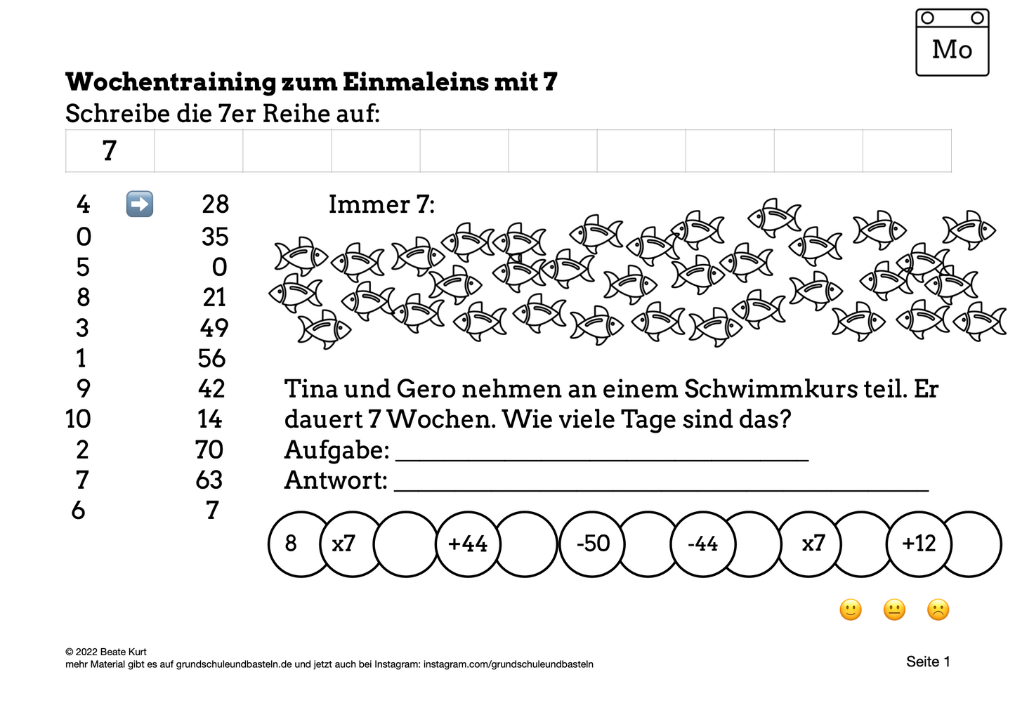 Wochentraining: Einmaleins