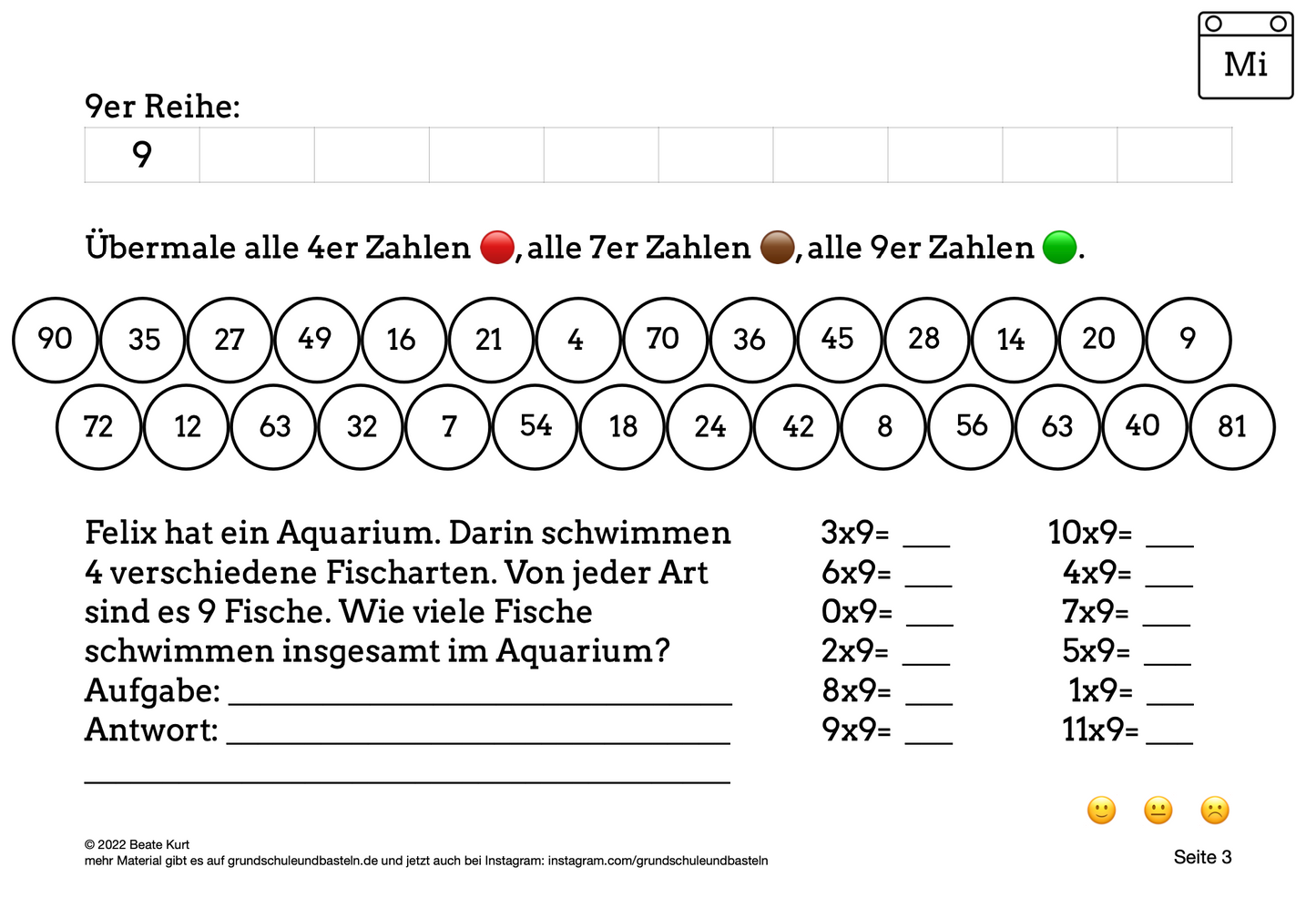 Wochentraining: Einmaleins