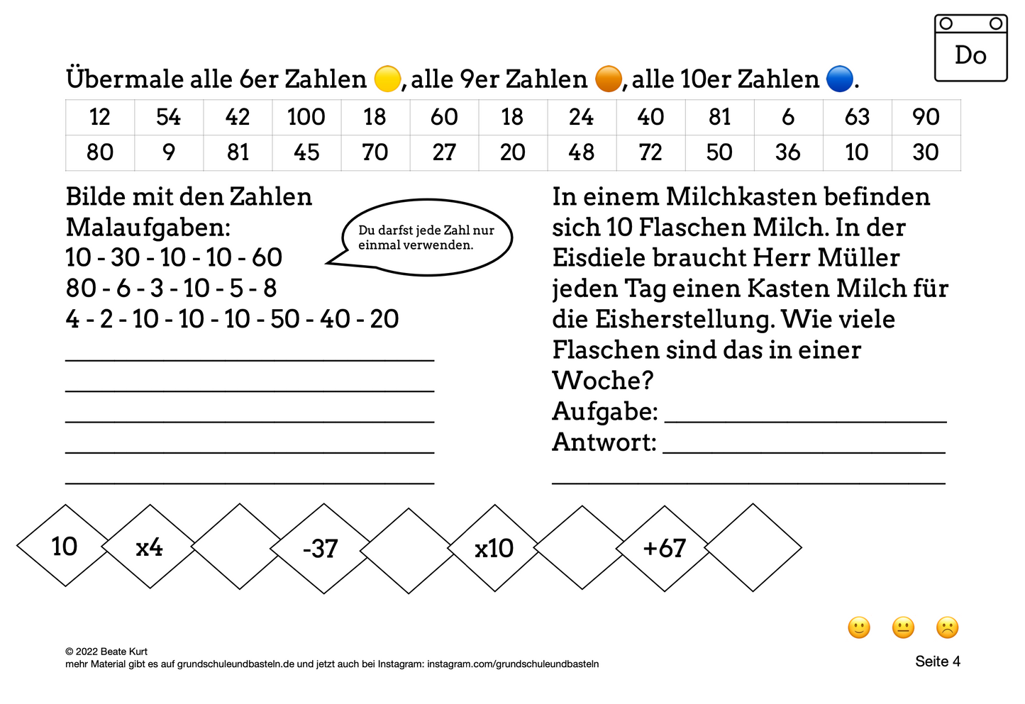 Wochentraining: Einmaleins