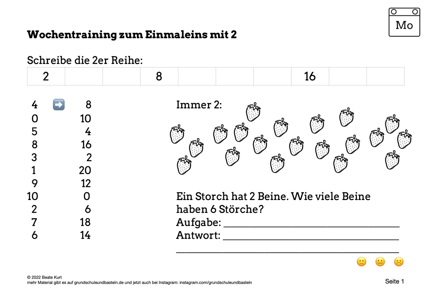 Wochentraining: Einmaleins