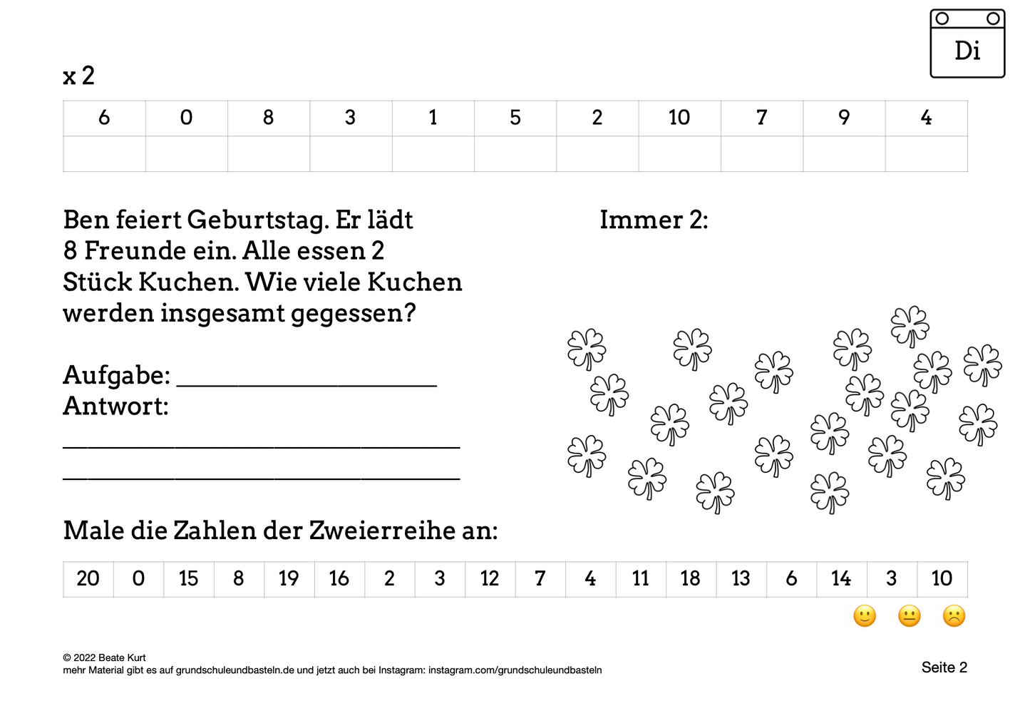 Wochentraining: Einmaleins