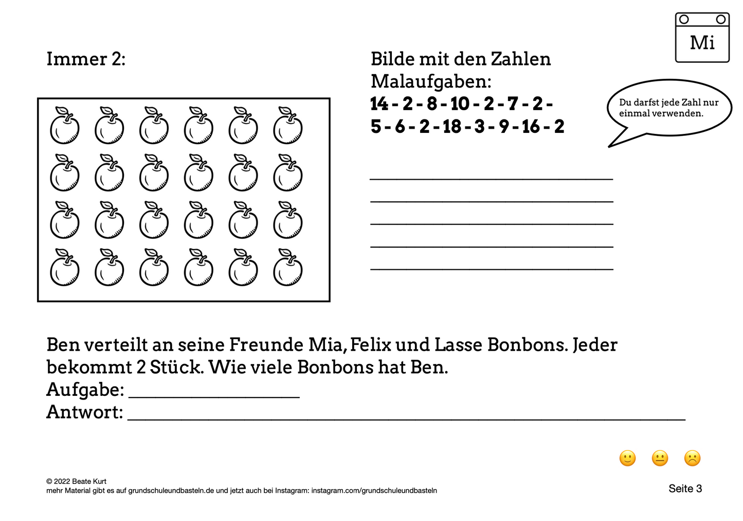 Wochentraining: Einmaleins