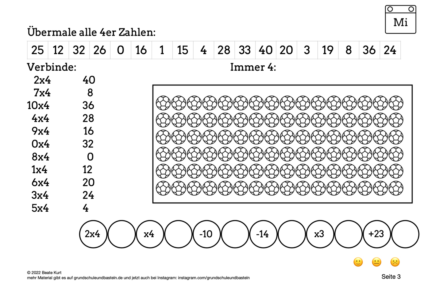 Wochentraining: Einmaleins